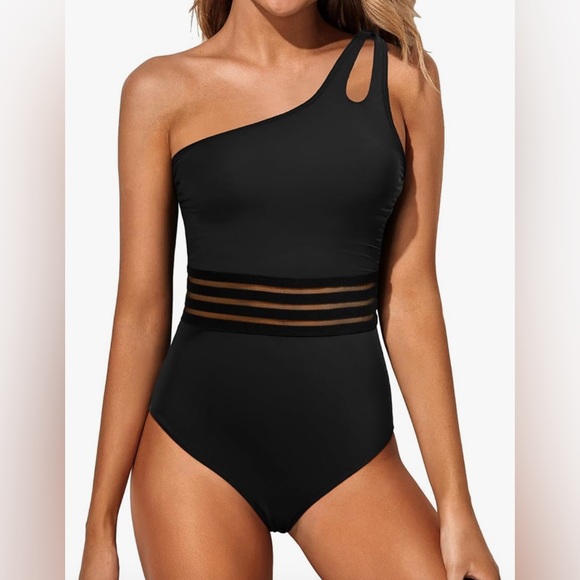 Holipick Other - Chic Black‎ XS One Shoulder Mesh Waist One Piece Swimsuit for Women